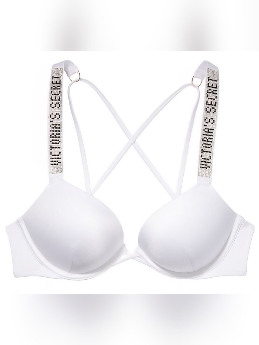 34DD 36D 38DD VS Swim Shine Strap Bombshell PushUp Bikini Top White